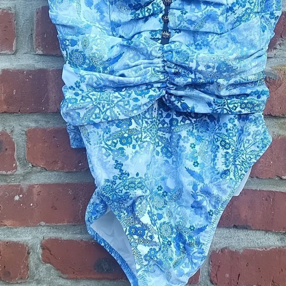 Blue paisley bathing suit